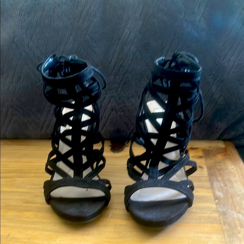 Elegant Black Strappy Women's Heels